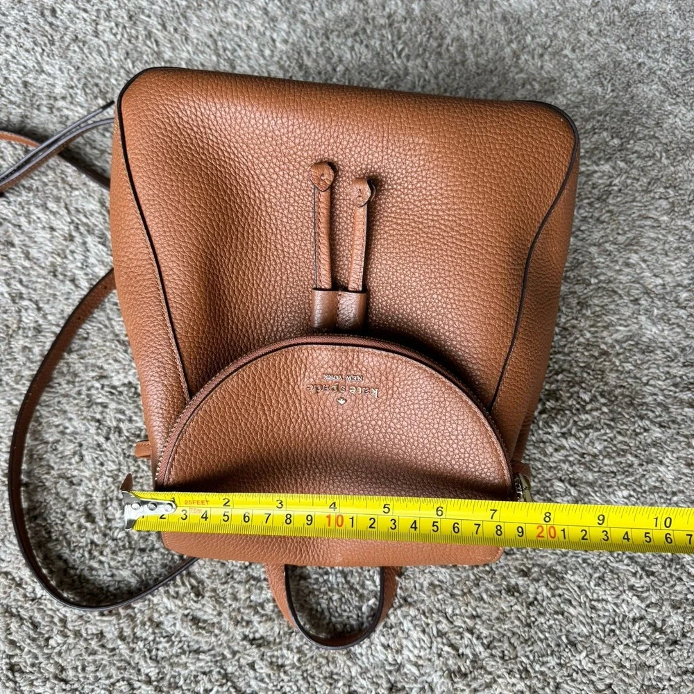 Kate Spade New York Brown Pebbled Drawstring Backpack ~ Pouch Zip Pocket